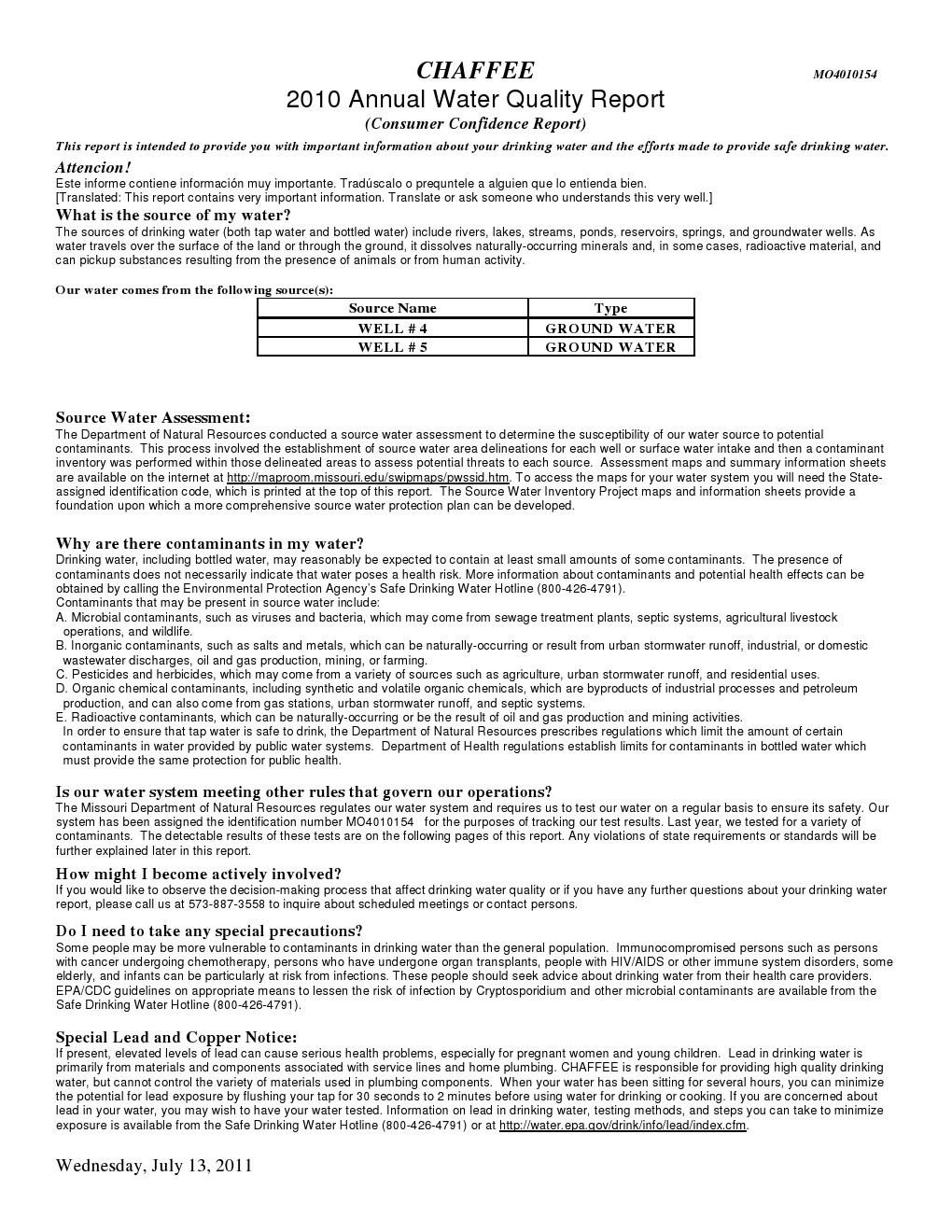2010 Water Quality page 1