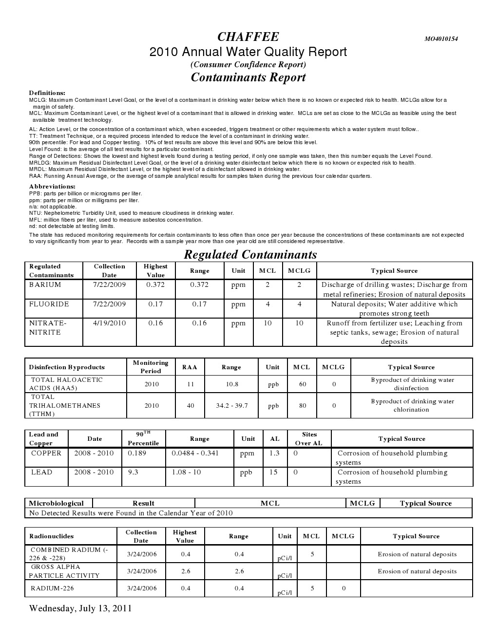 2010 Water Quality Report page 2